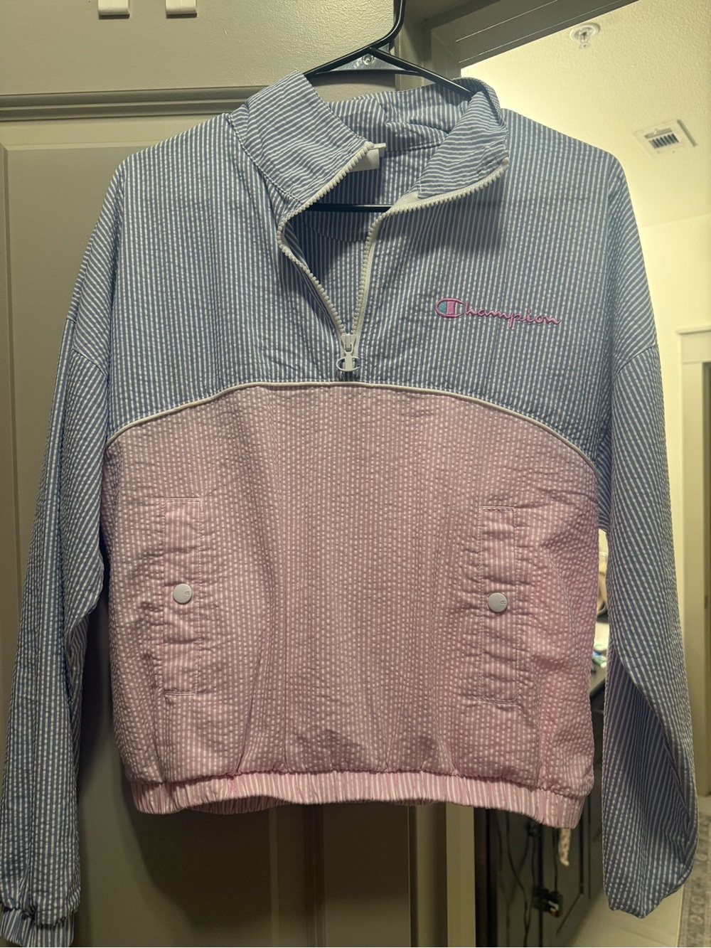 Champion Blue & Pink Half-Zip Pullover Jacket